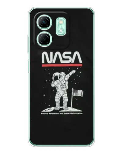 Чехол для Infinix Smart 9 с картинкой «NASA — шагаем по Луне»