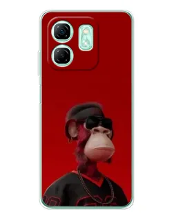 Чехол для Infinix Smart 9 с картинкой «Bored Ape в красном»