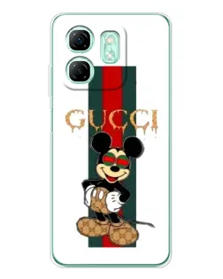 Чехол для Infinix Smart 9 с картинкой «Микки Маус Gucci — полосы» Чехол для Infinix Smart 9 с картинкой «Микки Маус Gucci — полосы»