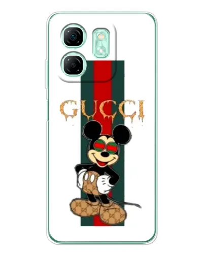 Чехол для Infinix Smart 9 с картинкой «Микки Маус Gucci — полосы»