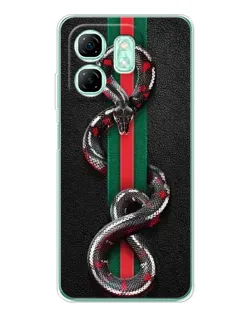 Чехол для Infinix Smart 9 с картинкой «Gucci — змея на полосе» Чехол для Infinix Smart 9 с картинкой «Gucci — змея на полосе»