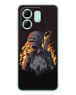 Чехол для Infinix Smart 9 с картинкой «PUBG — огненный силуэт»