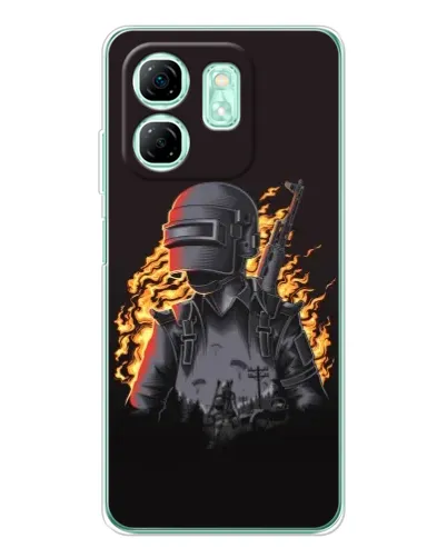 Чехол для Infinix Smart 9 с картинкой «PUBG — огненный силуэт»