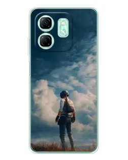 Чехол для Infinix Smart 9 с картинкой «Герой PUBG на скале»