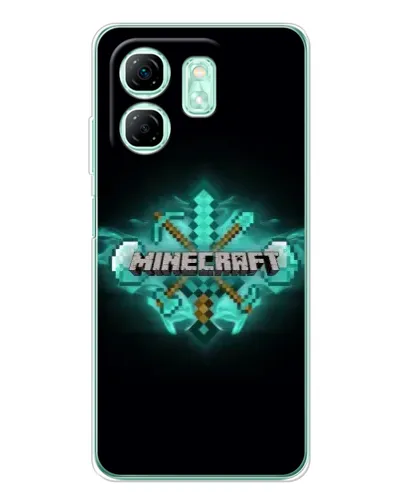 Чехол для Infinix Smart 9 с картинкой «Minecraft Diamond лого» Чехол для Infinix Smart 9 с картинкой «Minecraft Diamond лого»