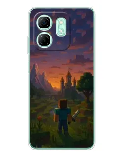 Чехол для Infinix Smart 9 с картинкой «Стив у башни»