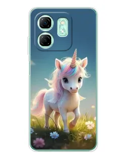 Чехол для Infinix Smart 9 с картинкой «Единорог на поляне»