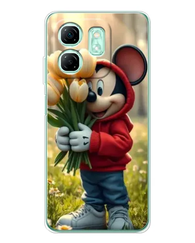 Чехол для Infinix Smart 9 с картинкой «Микки с тюльпанами»