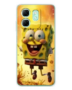 Чехол для Infinix Smart 9 с картинкой «Губка Боб прыгает»