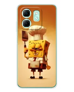 Чехол для Infinix Smart 9 с картинкой «Губка Боб повар»