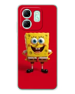 Чехол для Infinix Smart 9 с картинкой «Спанч Боб на красном»