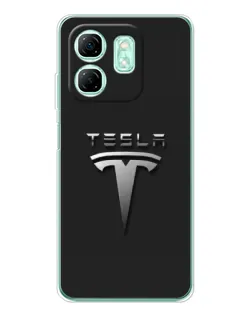 Чехол для Infinix Smart 9 с картинкой «Стальной логотип Tesla»