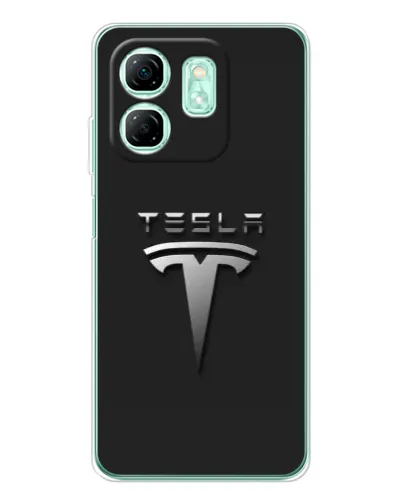 Чехол для Infinix Smart 9 с картинкой «Стальной логотип Tesla»