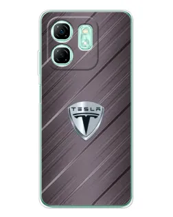 Чехол для Infinix Smart 9 с картинкой «Металлическая текстура Tesla»