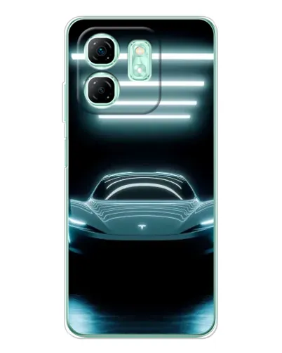 Чехол для Infinix Smart 9 с картинкой «Tesla в неоне»