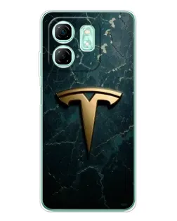 Чехол для Infinix Smart 9 с картинкой «Мраморная Tesla Gold»