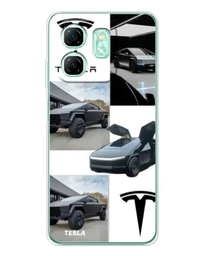 Чехол для Infinix Smart 9 с картинкой «Коллаж Cybertruck Tesla»