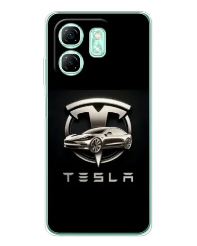 Чехол для Infinix Smart 9 с картинкой «Tesla — серебристое авто»