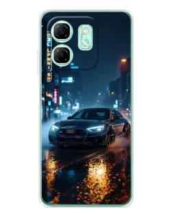 Чехол для Infinix Smart 9 с картинкой «Ночной город и Audi»