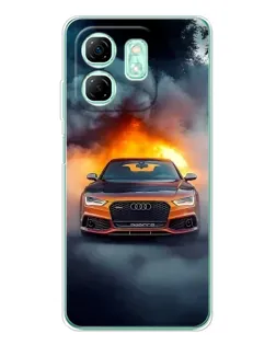 Чехол для Infinix Smart 9 с картинкой «Audi в огненном дыму»