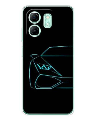 Чехол для Infinix Smart 9 с картинкой «Голубой силуэт Lamborghini»