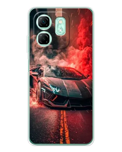Чехол для Infinix Smart 9 с картинкой «Lamborghini красный дым»