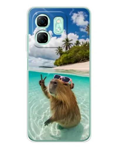 Чехол для Infinix Smart 9 с картинкой «Капибара на море»