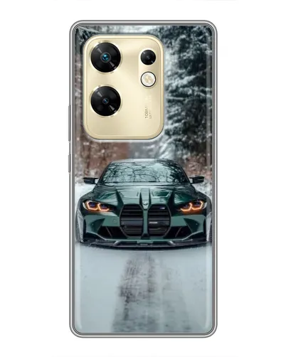 Чехол для Infinix Zero 30 с картинкой «BMW в зимнем лесу»