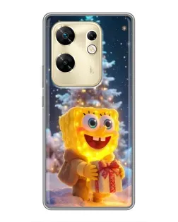 Чехол для Infinix Zero 30 с картинкой «Рождественский Спанч Боб»