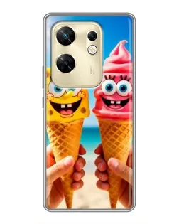 Чехол для Infinix Zero 30 с картинкой «Спанч Боб мороженое»