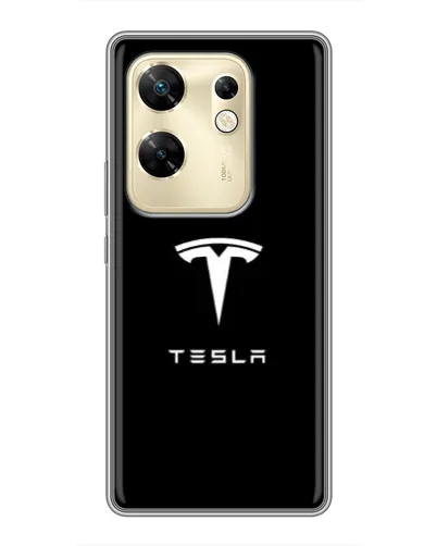 Чехол для Infinix Zero 30 с картинкой «Tesla White Logo»