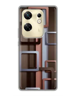 Чохол для Infinix Zero 30 з картинкою «Коричневі об'ємні квадрати»