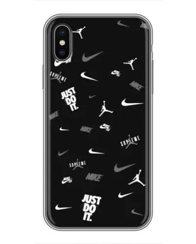 Чехол для iPhone X с картинкой «Nike Black Pattern» Чехол для iPhone X с картинкой «Nike Black Pattern»