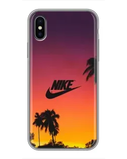 Чехол для iPhone X с картинкой «Nike на закате солнца»