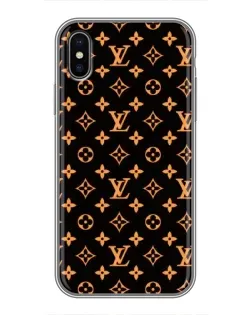 Чехол для iPhone X с картинкой «Золотая монограмма LV»