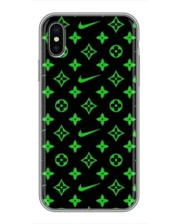 Чехол для iPhone X с картинкой «Неоновый принт LV»