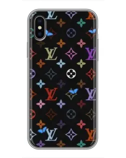 Чехол для iPhone X с картинкой «Цветная монограмма LV»