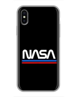 Чехол для iPhone X с картинкой «NASA — классика Red Blue» Чехол для iPhone X с картинкой «NASA — классика Red Blue»