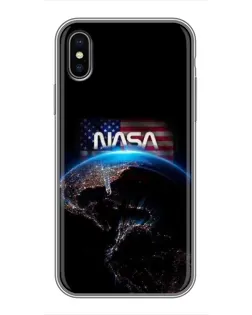 Чехол для iPhone X с картинкой «Земля из космоса NASA»