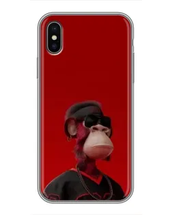 Чехол для iPhone X с картинкой «Bored Ape в красном» Чехол для iPhone X с картинкой «Bored Ape в красном»