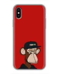 Чехол для iPhone X с картинкой «Bored Ape — красный фон» Чехол для iPhone X с картинкой «Bored Ape — красный фон»