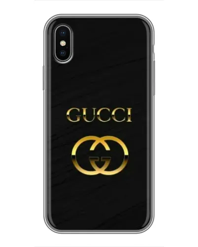 Чехол для iPhone X с картинкой «Золотой логотип Gucci»