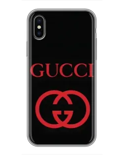 Чехол для iPhone X с картинкой «Gucci — красный логотип»