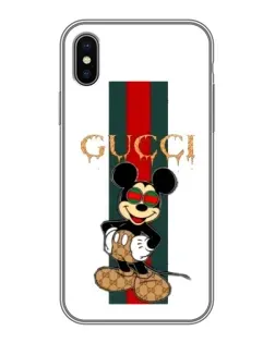 Чехол для iPhone X с картинкой «Микки Маус Gucci — полосы»