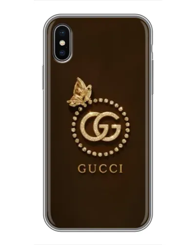 Чехол для iPhone X с картинкой «Gucci — золотая бабочка»