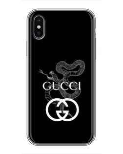 Чехол для iPhone X с картинкой «Gucci — серебряная змея»
