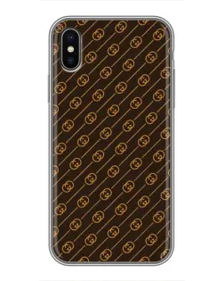 Чехол для iPhone X с картинкой «Gucci — золотые диагонали»