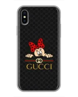 Чехол для iPhone X с картинкой «Минни Маус Gucci — черный»