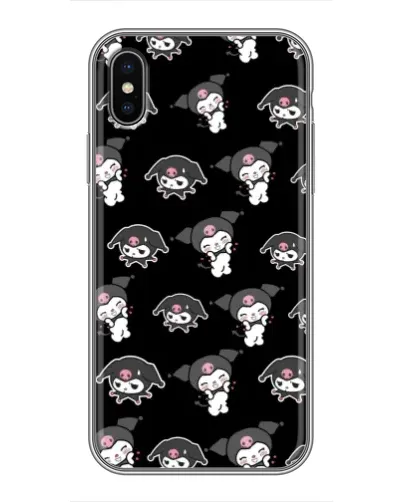 Чохол для iPhone X з картинкою «Чорний паттерн Kuromi»