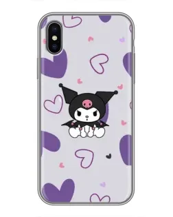 Чохол для iPhone X з картинкою «Kuromi та лавандові серця»